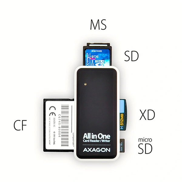 Axagon CRE-X1 USB 2.0 SD/microSD/MS/CF/XD kártyaolvasó