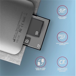 Axagon CRE-S3C USB-C 3.2 SD/microSD/CF külső kártyaolvasó