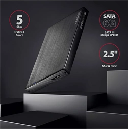 Axagon EE25-XA6 USB 3.0 fekete külső alumínium HDD/SSD ház