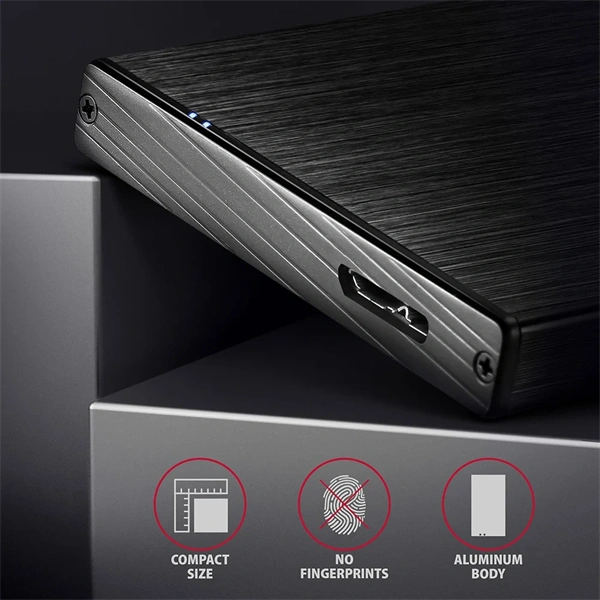 Axagon EE25-XA6 USB 3.0 fekete külső alumínium HDD/SSD ház