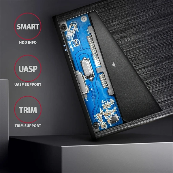 Axagon EE25-XA6 USB 3.0 fekete külső alumínium HDD/SSD ház