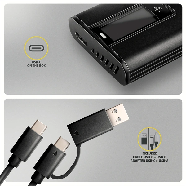Axagon EEM2-SD2B külső USB-C 10Gbps fém ház LCD kijelzővel M.2 NVMe és SATA SSD meghajtókhoz