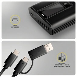 Axagon EEM2-SD2B külső USB-C 10Gbps fém ház LCD kijelzővel M.2 NVMe és SATA SSD meghajtókhoz