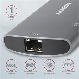 Axagon HMC-6M2 SUPERSPEED USB-C COMBO ezüst-fekete  6in1 hub