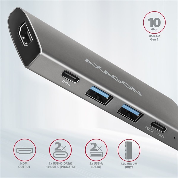 Axagon HMC-5G21 USB-C 10Gbps SPEEDSTER 5in1 hub