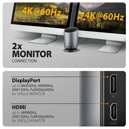 Axagon HMC-WL9 USB-C 10 Gbps 9in1 hub vezeték nélküli töltéssel