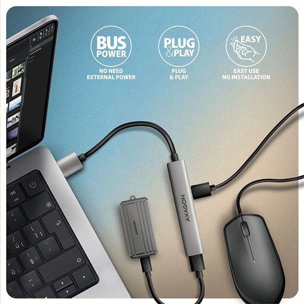 Axagon HUE-STA ALU STRIP USB-A 4 port hub