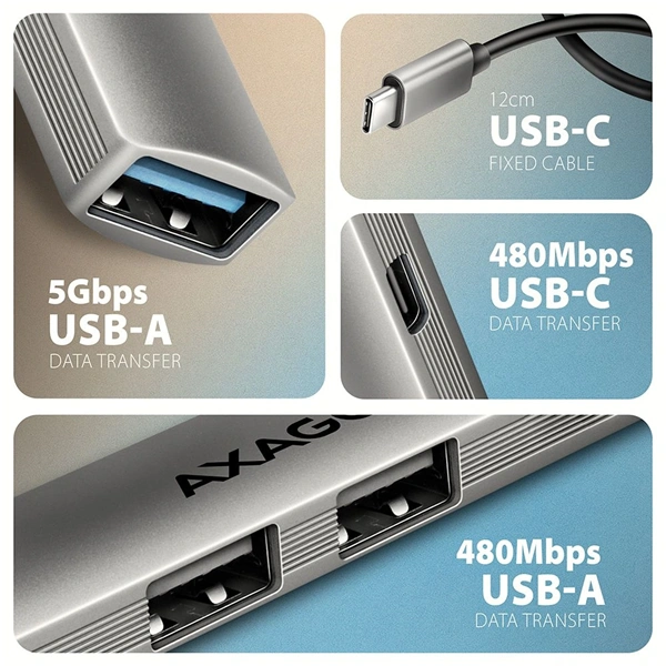 Axagon HUE-STC ALU STRIP USB-C 4 port hub