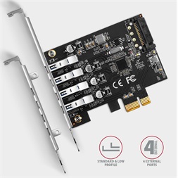 Axagon PCEU-43RS 4db USB 3.2 gen1 portos PCI-Express kártya