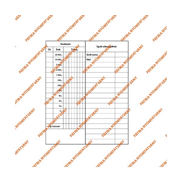 B.KISKER.104 A5 25x2lapos álló "Pénztárjelentés" nyomtatvány