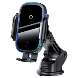 Baseus Car Mount 4,7-6,5" vezeték nélküli műszerfalra és szellőzőrácsba rögzíthető fekete autós Qi töltő és telefontartó