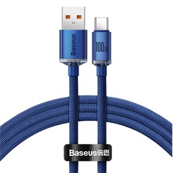 Baseus Crystal Shine Series CAJY000403, 100W, 1.2m, kék USB-C kábel