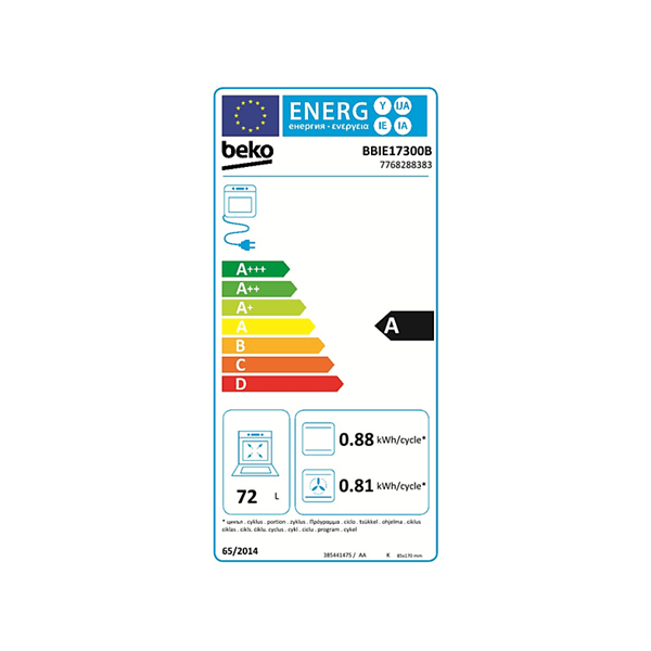 Beko BBIE17300B fekete, beépíthető, sütőtér: 72L, légkeverés, sütő