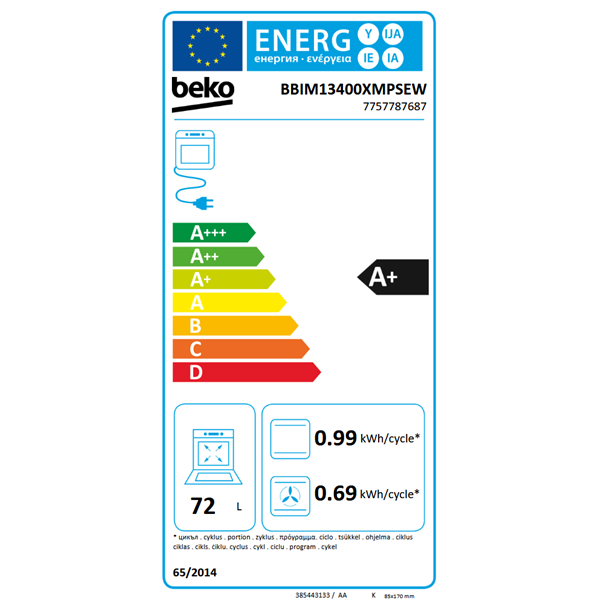 Beko BBIM13400XMPSEW fekete, beépíthető, sütőtér: 72L, sütő