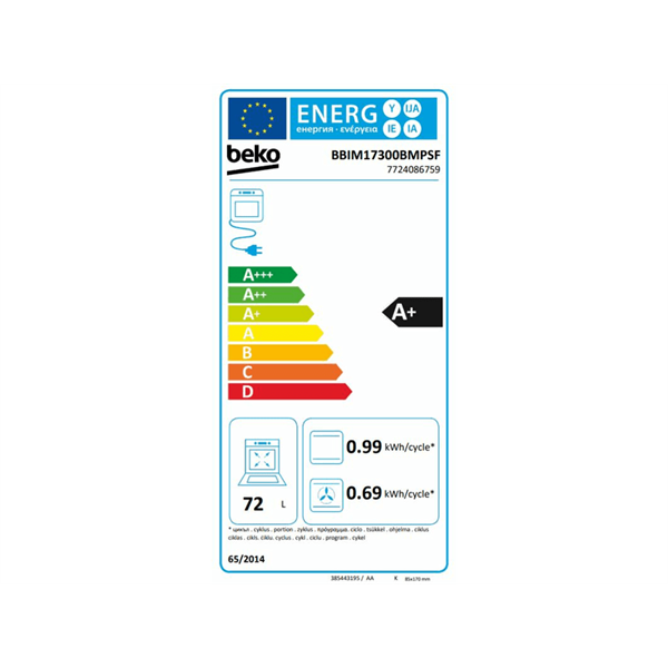 Beko BBIM17300BMPSF fekete, beépíthető, sütőtér: 72L, sütő