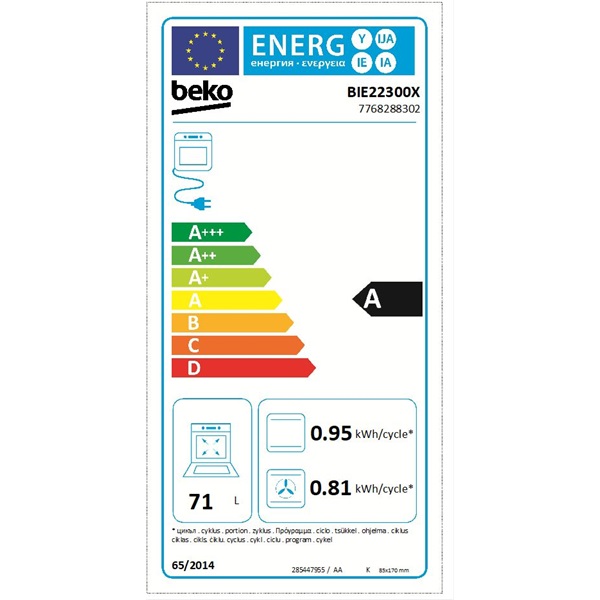 Beko BIE 22300 XP inox, beépíthető, sütőtér: 71L, grill, sütő