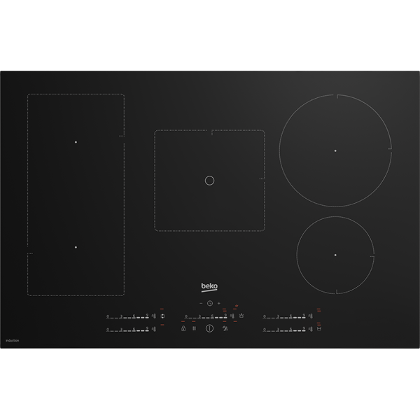 Beko HII85770UFT fekete, beépíthető, indukciós, főzőzóna: 5, beépíthető méret: 75cm, főzőlap