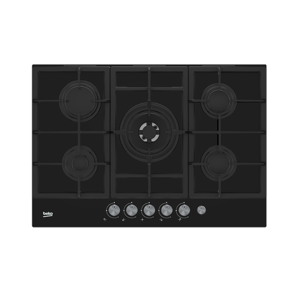 Beko HILW75235S fekete, beépíthető, gáz, főzőzóna: 4 +1 wok égőfej, beépíthető méret: 56cm, főzőlap