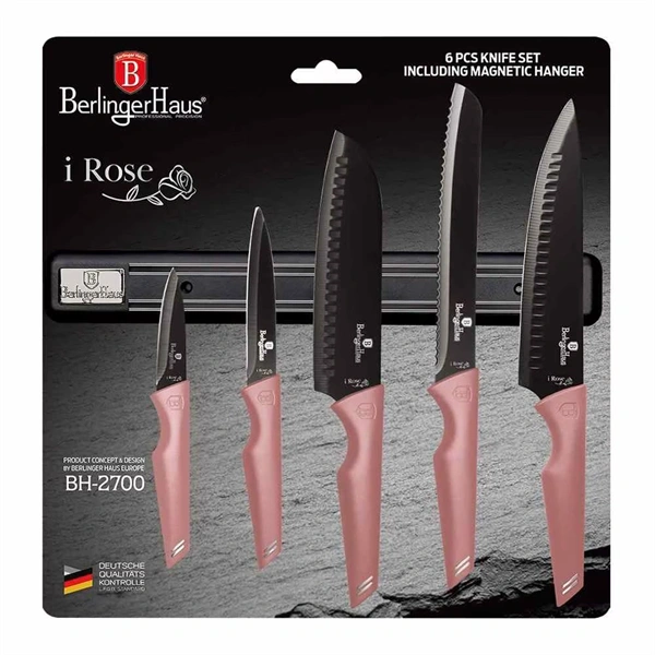 Berlinger Haus BH/2700 mágneses akasztóval, pink 6 részes késkészlet