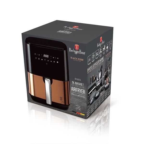 Berlinger Haus BH/9421A fekete-rózsaarany 5 L forrólevegős sütő