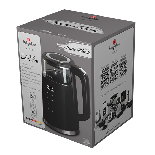Berlinger Haus BH/9476 1,7L-es fekete- ezüst digitális vízforraló
