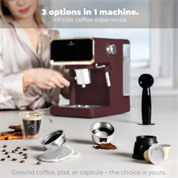 Berlinger Haus BH/9848 3in1 matt bordó digitális espresso kávéfőző