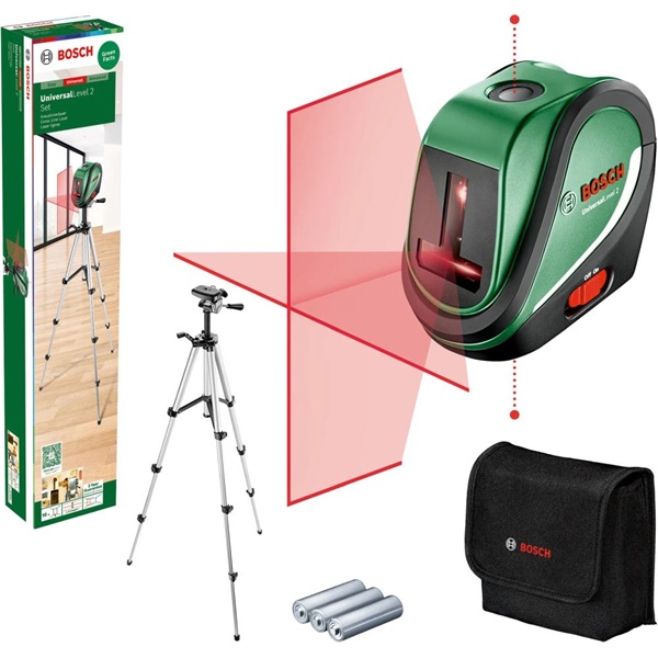 Bosch 0603663803 UniversalLevel 2 keresztvonalas szintezőlézer + állvány