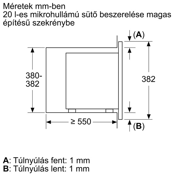 Bosch BFL623MB3 800W 20L fekete beépíthető mikrohullámú sütő