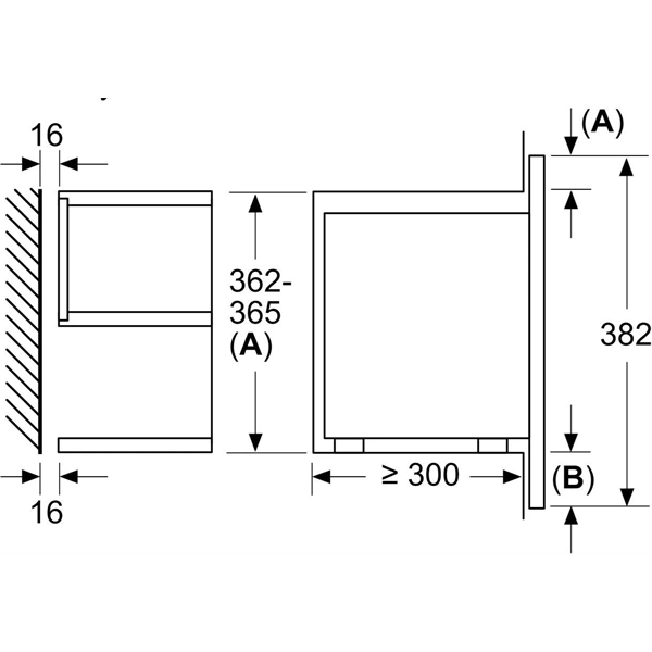 Bosch BFL7221B1 21 liter, fekete, beépíthető mikrohullámű sütő