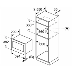 Bosch BFL7221B1 21 liter, fekete, beépíthető mikrohullámű sütő
