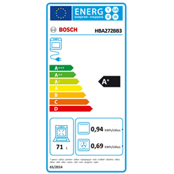 Bosch HBA272BB3 fekete, beépíthető, sütőtér:71L, grill, légkeverés, priolitikus tisztítás, sütő