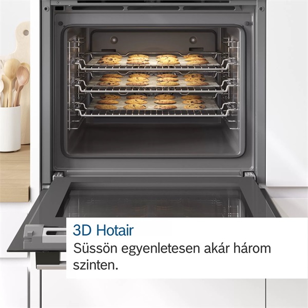 Bosch HRA574BS0 inox, beépíthető, sütőtér: 71L, légkeverés, pirolitikus, sütő