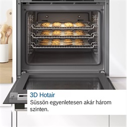 Bosch HRA574BS0 inox, beépíthető, sütőtér: 71L, légkeverés, pirolitikus, sütő