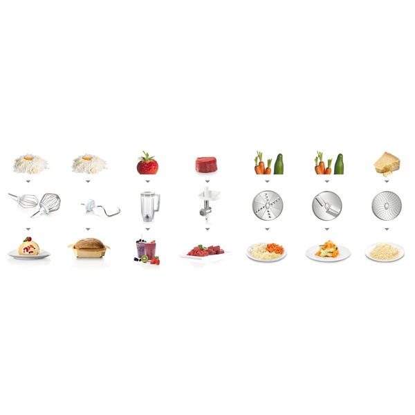Bosch MUM58231 1000W, 3,9L, fehér-ezüst konyhai robotgép (Újszerű)