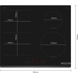 Bosch PIX631HC1E fekete, beépíthető, indukciós, főzőzóna: 4, beépíthető méret: 56cm, főzőlap