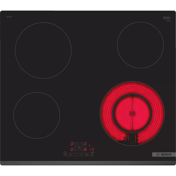 Bosch PKF631BB2E fekete, beépíthető, elektromos üvegkerámia, főzőzóna: 4, beépíthető méret: 56cm, főzőlap