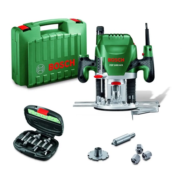 Bosch POF 1400 ACE felsőmaró + 6 részes marószár készlet