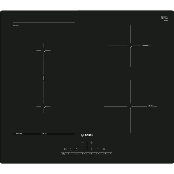 Bosch PVS611FC5E fekete, beépíthető, indukciós, főzőzóna: 4, beépíthető méret: 56cm, főzőlap