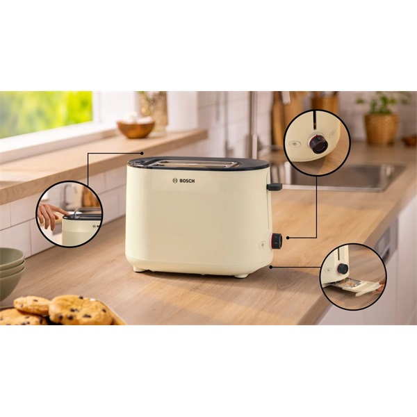 Bosch TAT2M127 bézs 2 szeletes kenyérpirító (Újracsomagolt)