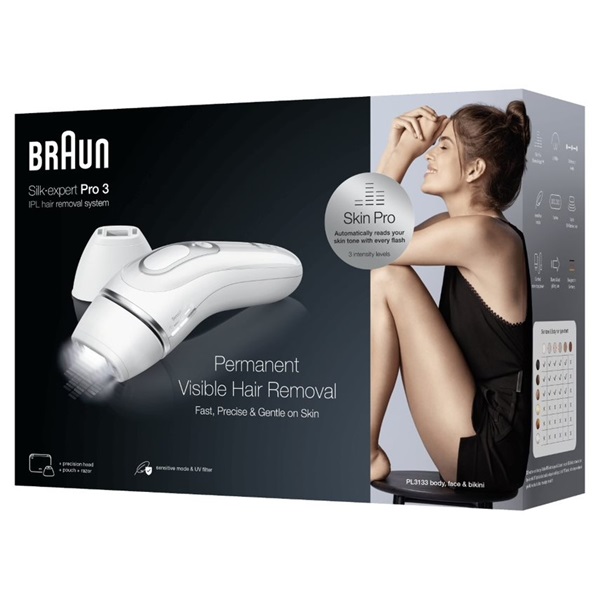 Braun Silk-expert IPL PL3133 fehér-ezüst villanófényes szőrtelenítő