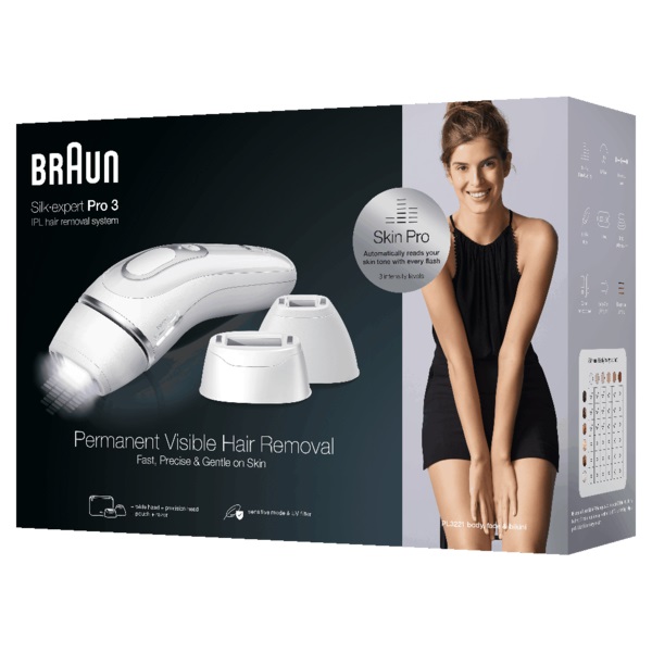 Braun Silk-expert IPL PL3221 fehér-ezüst villanófényes szőrtelenítő