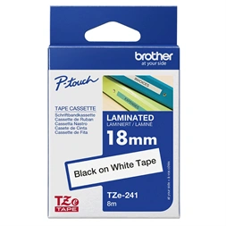 Brother TZe-241 18mmx8m fehér/fekete laminált szalag
