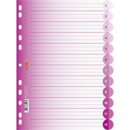 Brunnen A4 12 részes pink műanyag regiszter