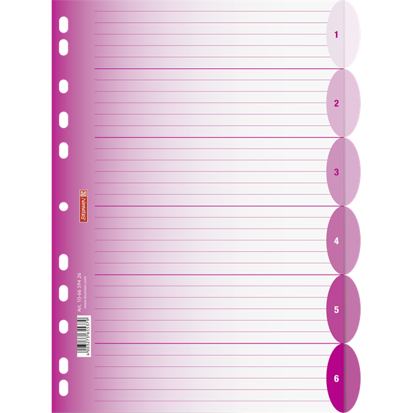 Brunnen A4 6 részes pink műanyag regiszter