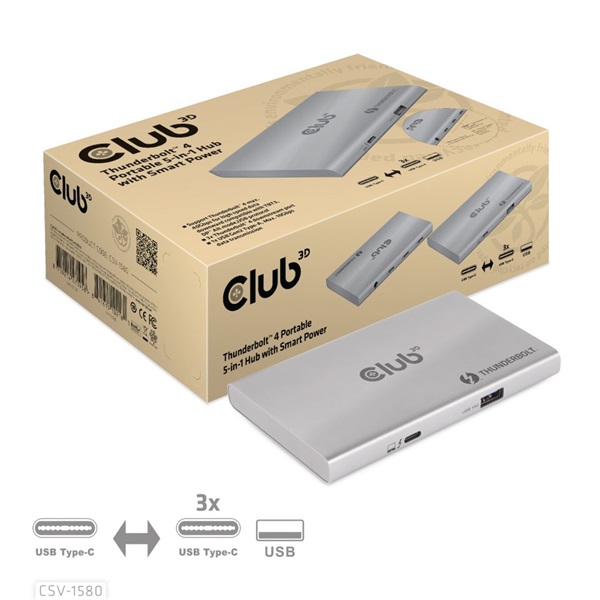 CLUB3D Thunderbolt 4 5in1 hordozható HUB