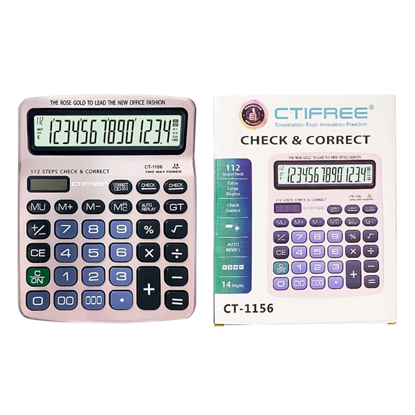 CTIFREE CT-1156 számológép, 155x195mm, 14 számjegy, dual power, 2 év garancia