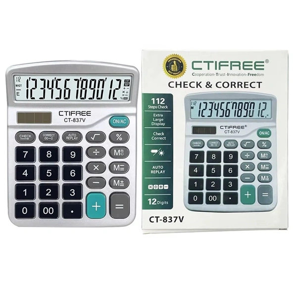CTIFREE CT-837V számológép, 120x150mm, 12 számjegy, dual power, 2 év garancia