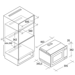 Candy CA20FMW7NG 1000W, 20lieteres, inox, beépíthető, mikrohullámú sütő
