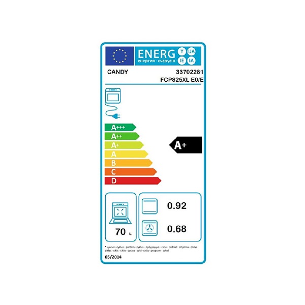 Candy FCP825XL E0/E fekete-inox, beépíthető, sütőtér: 70L, sütő