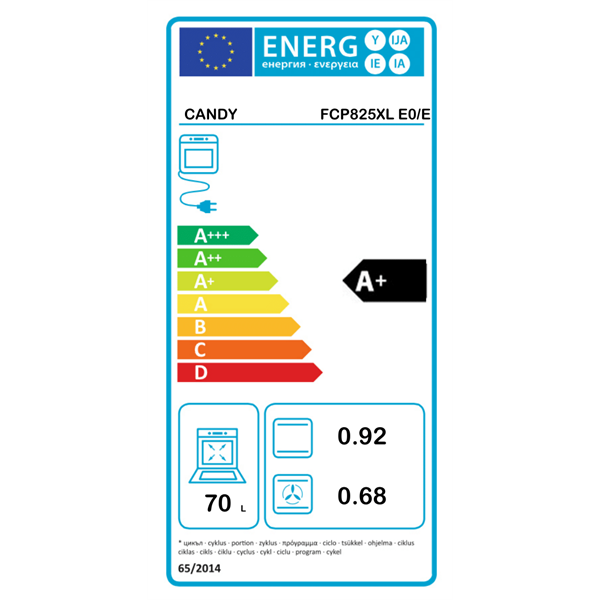 Candy FCP825XL E0/E fekete-inox, beépíthető, sütőtér: 70L, sütő
